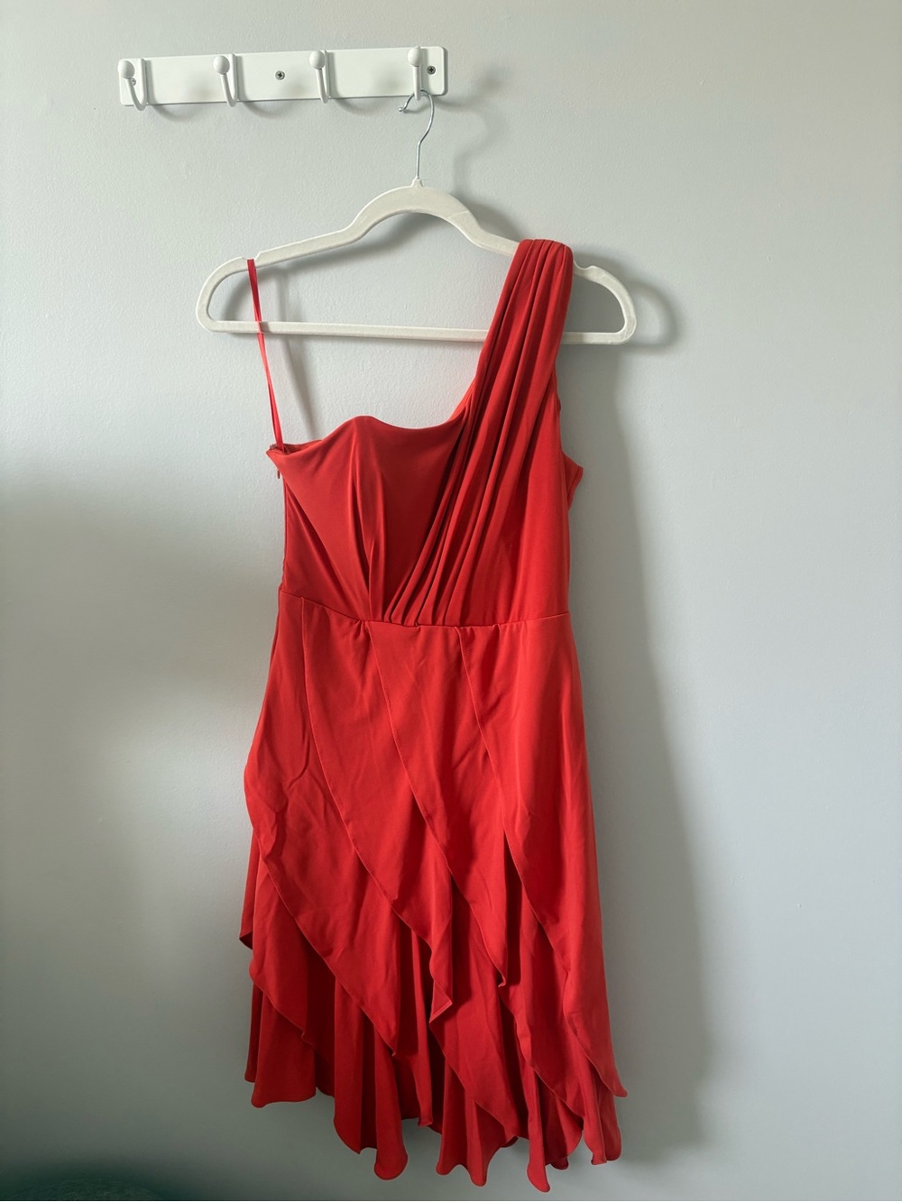 le chateau Red One-Shoulder Ruffle Cocktail Dress